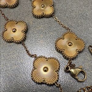 Gold Flower-Link Bracelet with Textured Petal Charms